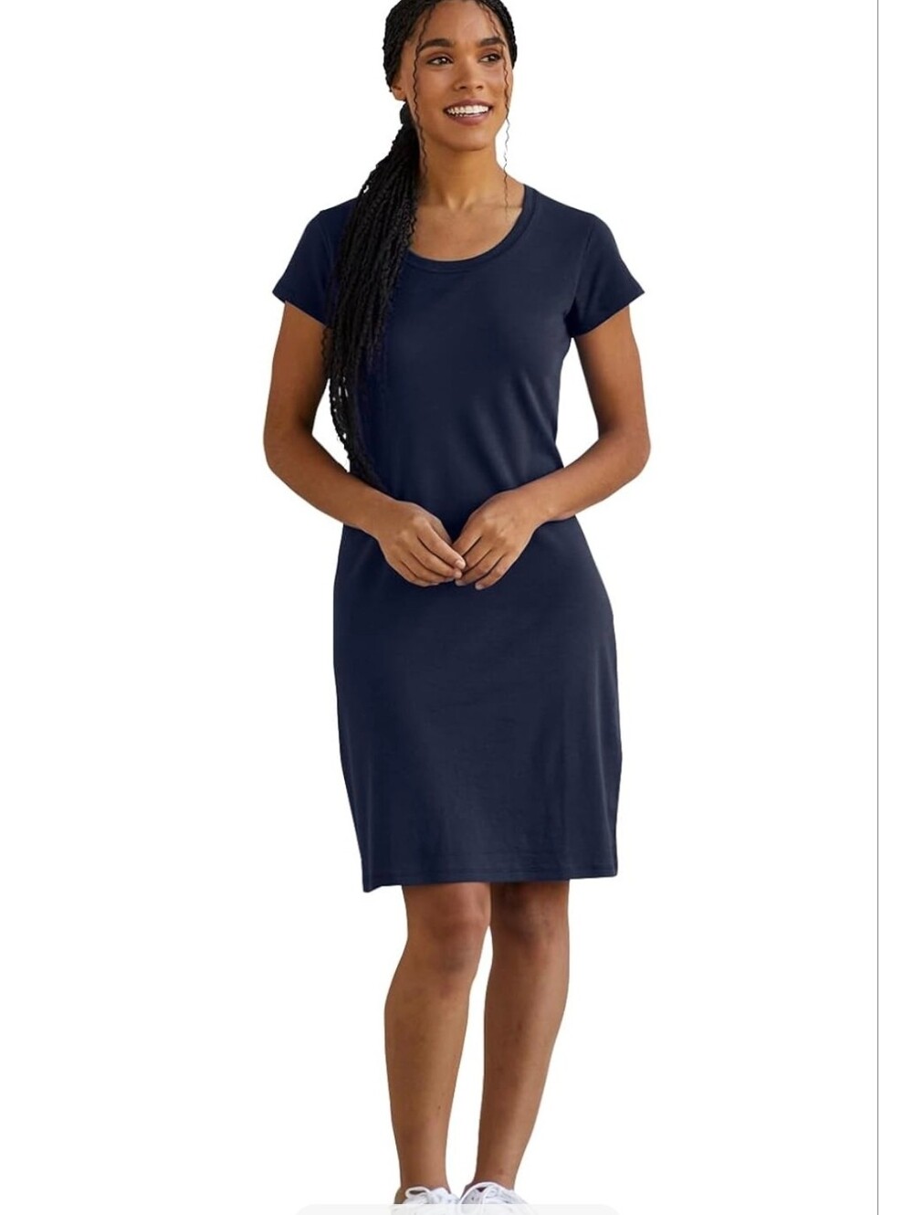 Fair Indigo 100% Organic All-Cotton Scoop Neck T-Shirt Dress